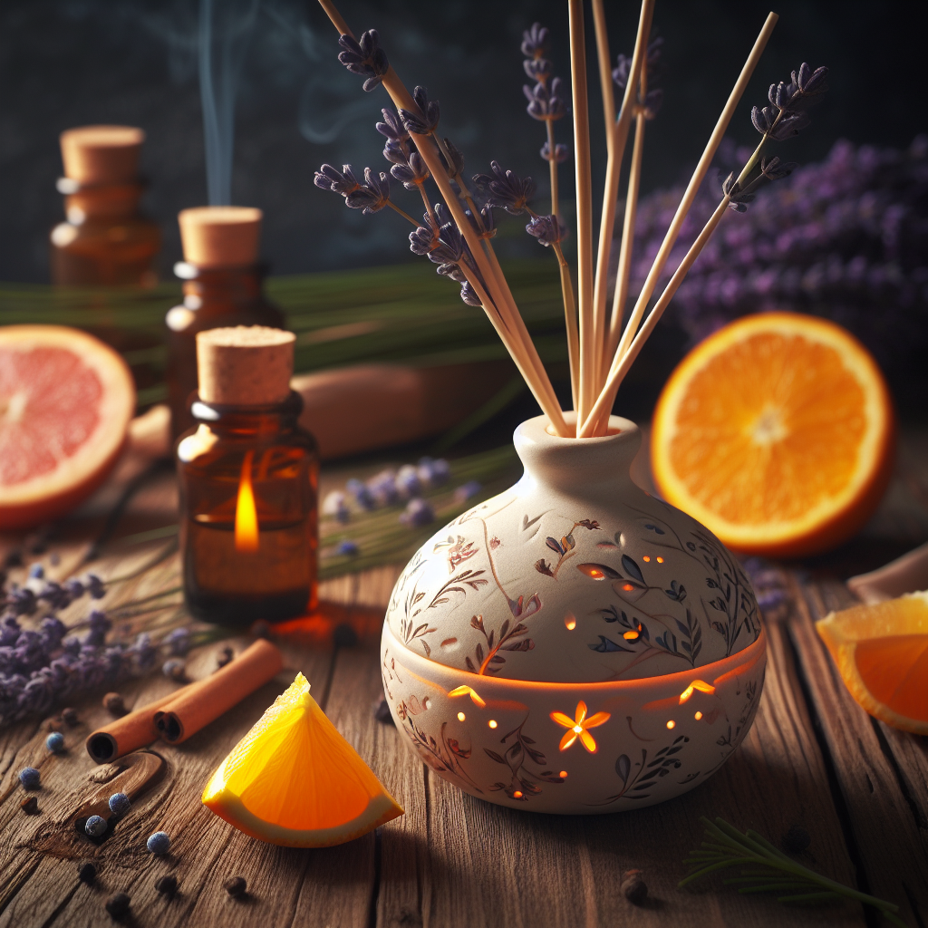 Difusor Aromático: Crea un Ambiente Acogedor y Tranquilo con los Aceites Esenciales de Lavanda, Manzanilla y Naranja